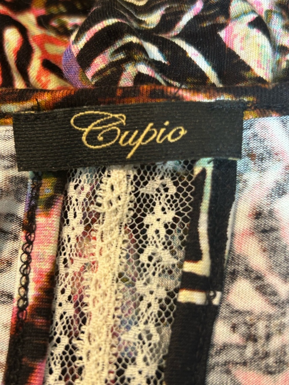 Cupio Black Multicolor Lace-Trim Sleeveless Top - Picture 2 of 9